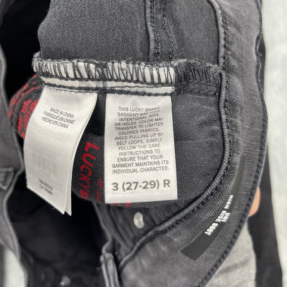 Lucky Brand High Rise Boot Jeans Women's Size 3 27-29 Black Distressed Wash - Picture 4 of 10